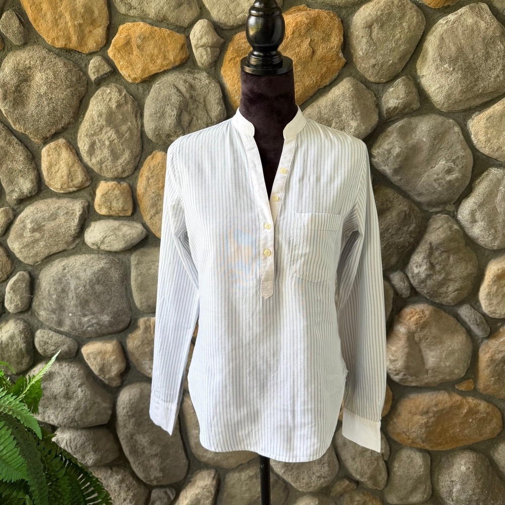 Abercrombie & Fitch Womens Blue White Striped Button Down Shirt Long Sleeve S